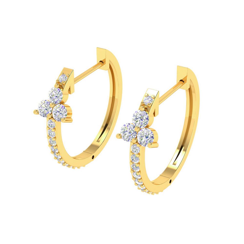 Daily Wear Pave Diamond Hoop Earrings Made In 18k Solid Yellow Gold Manufacturer