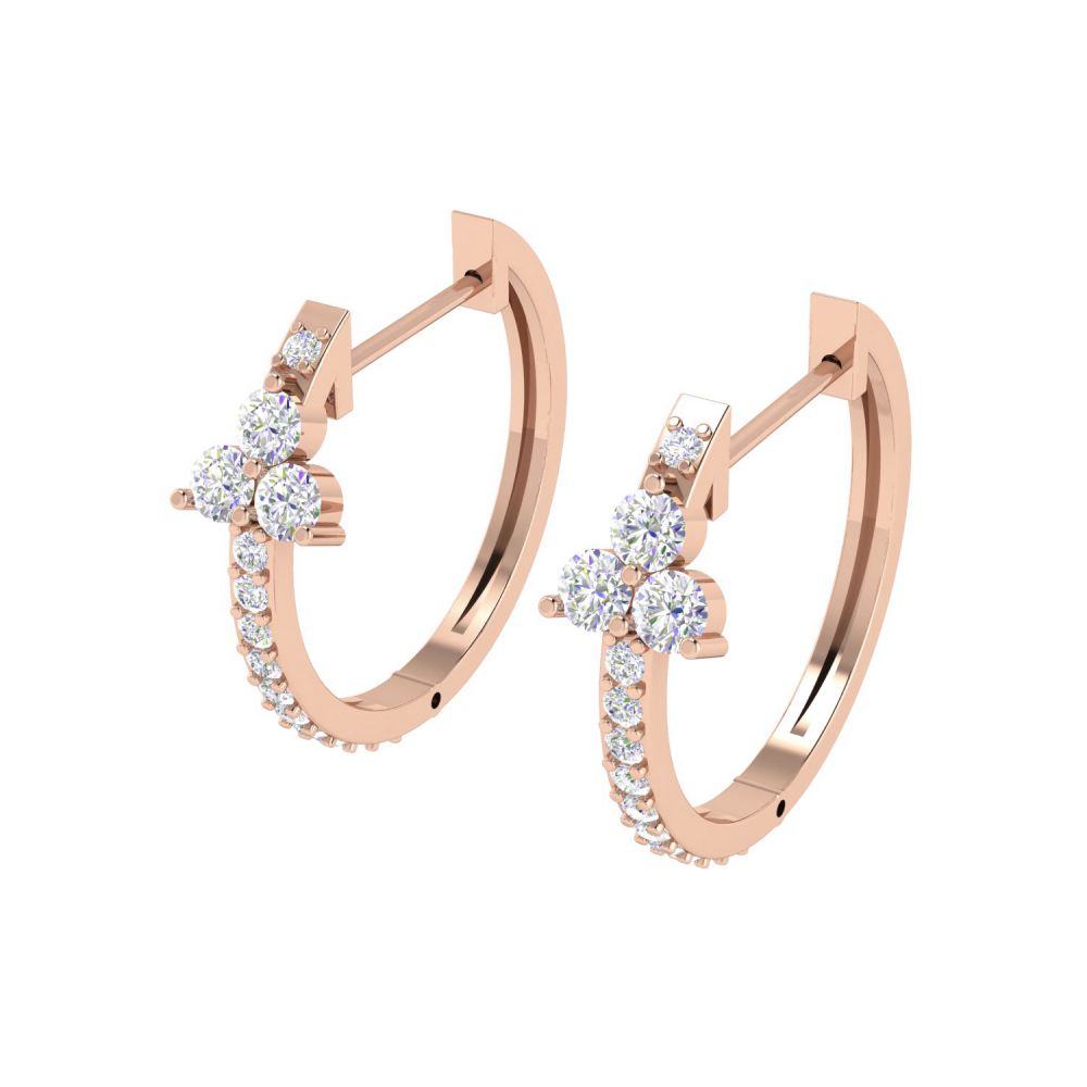 Daily Wear Pave Diamond Hoop Earrings Made In 18k Solid Yellow Gold Manufacturer