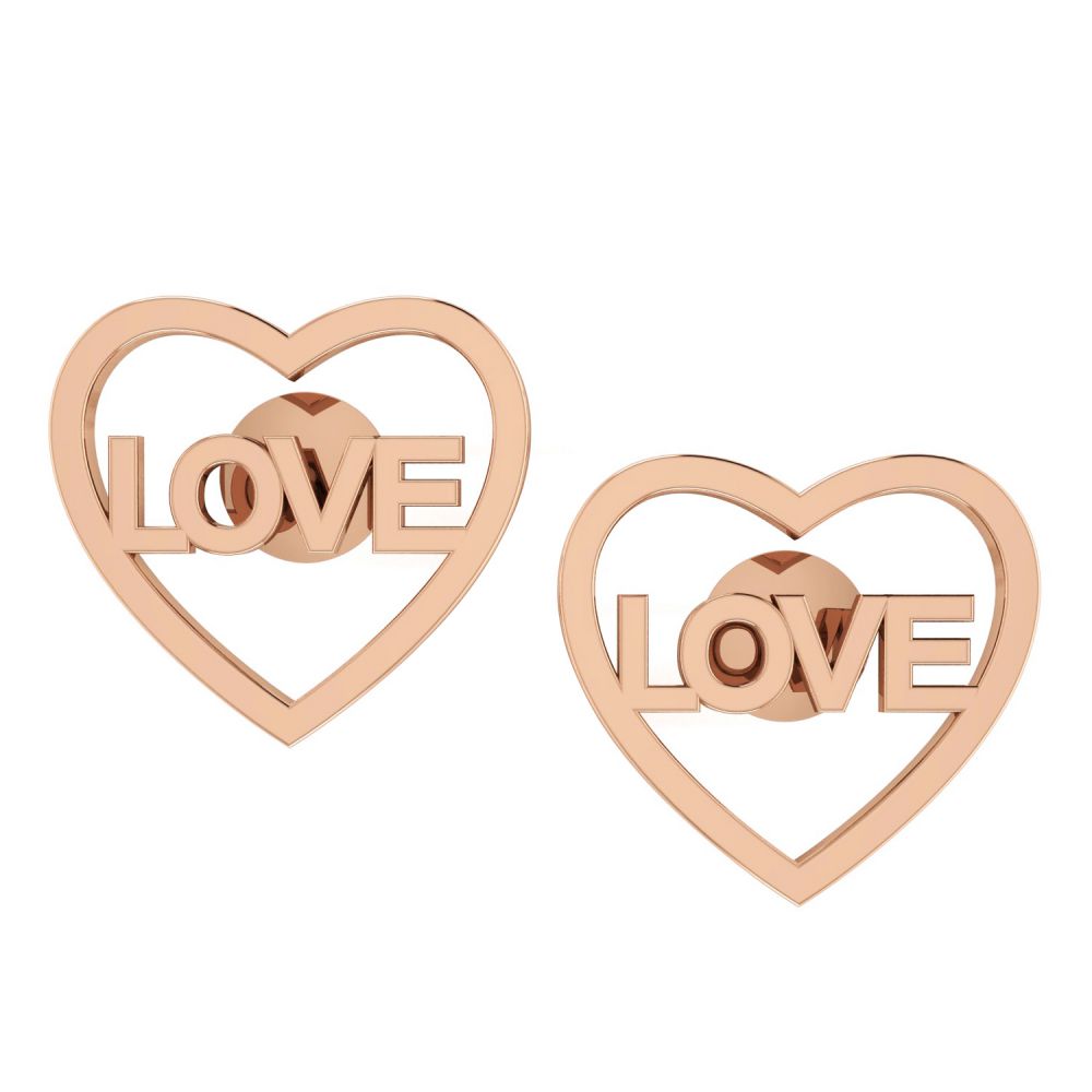Daily Wear Love Design Heart White Gold Fine Made In  Stud Earrings Manufacturer