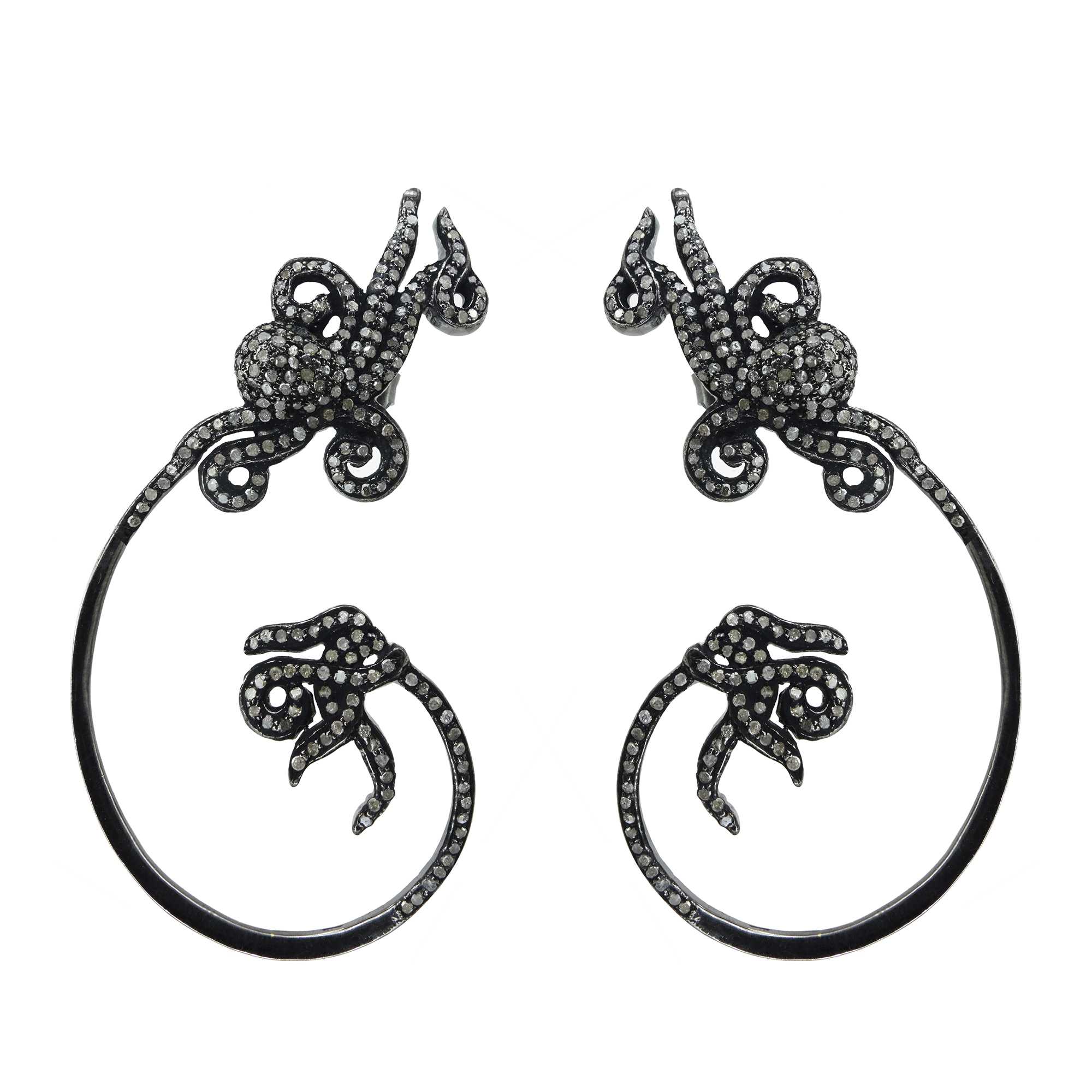 14k Gold & 925 Sterling Silver Earrings Fashion Pave Cuffs Earrings Exporter