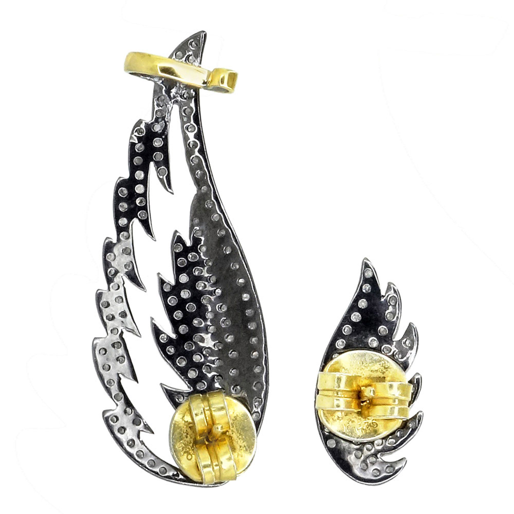 Pave Diamond 14k Yellow Gold Ear Cuff Earrings Designer Cuffs Earrings Exporter