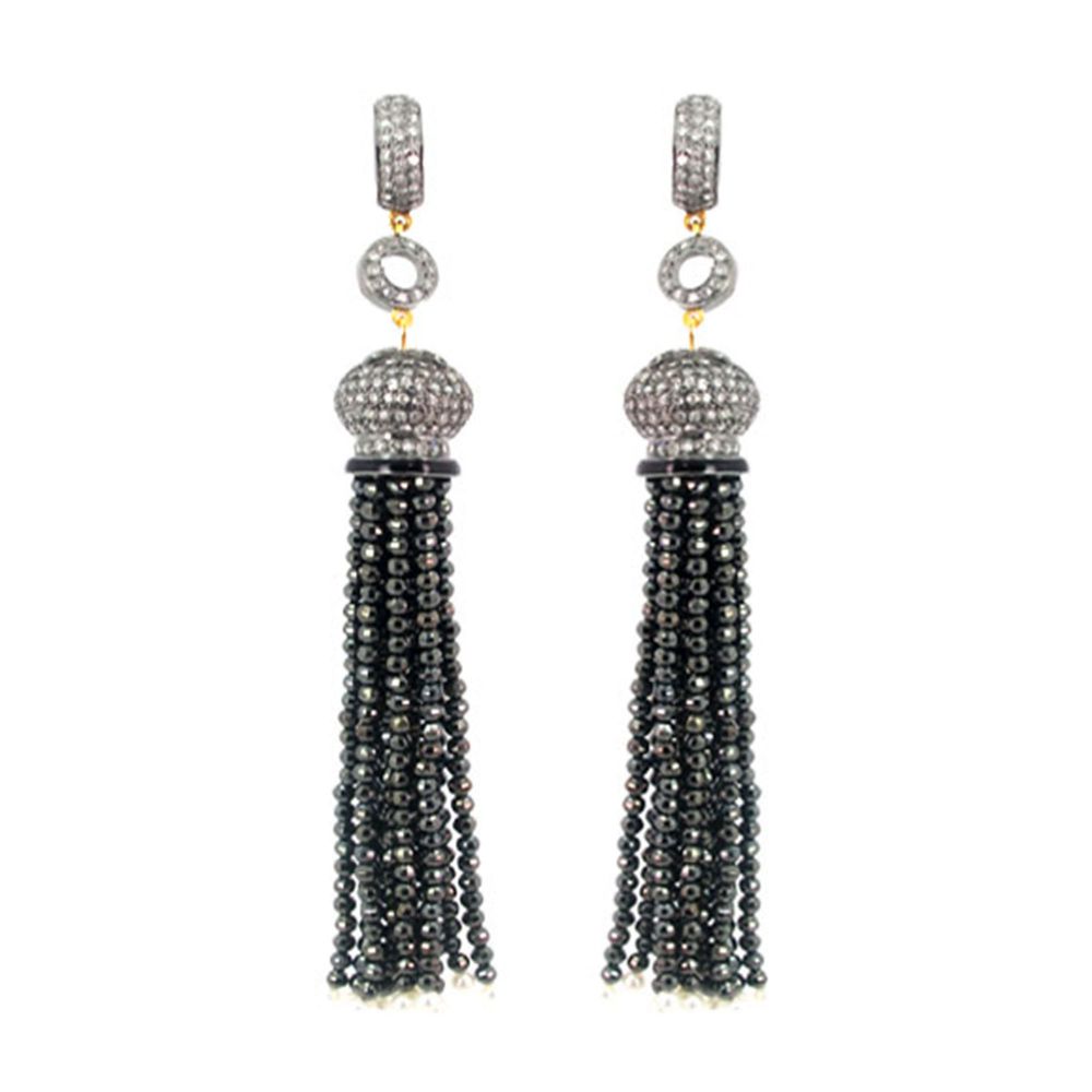 Tassel Earrings in Black Spinal Basins Painted Earrings with Earrings Exporter