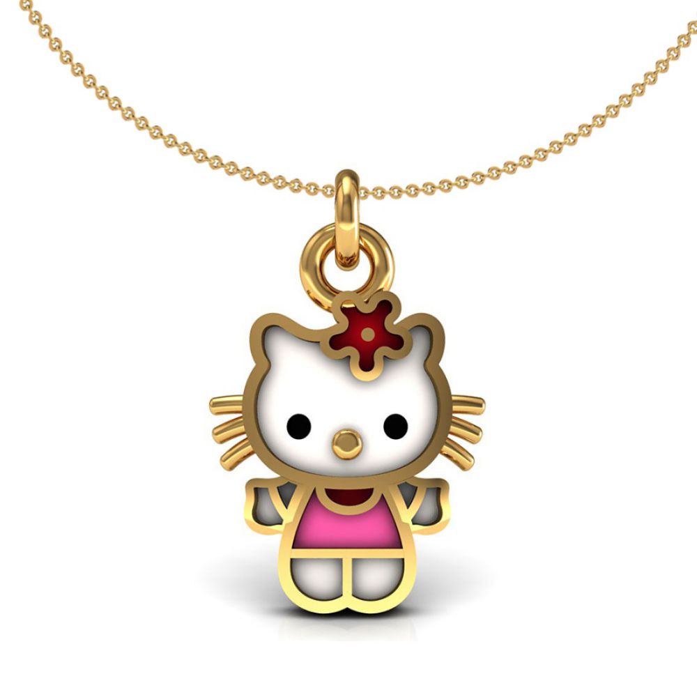 Natural Diamond 18K Solid Gold Kids Pendant Necklace Fine Supplier