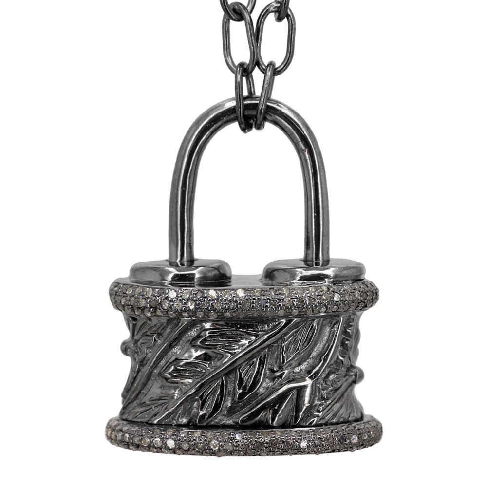 Wholesale 925 Sterling Silver Pave Diamond Chain Padlock Pendant Jewelry