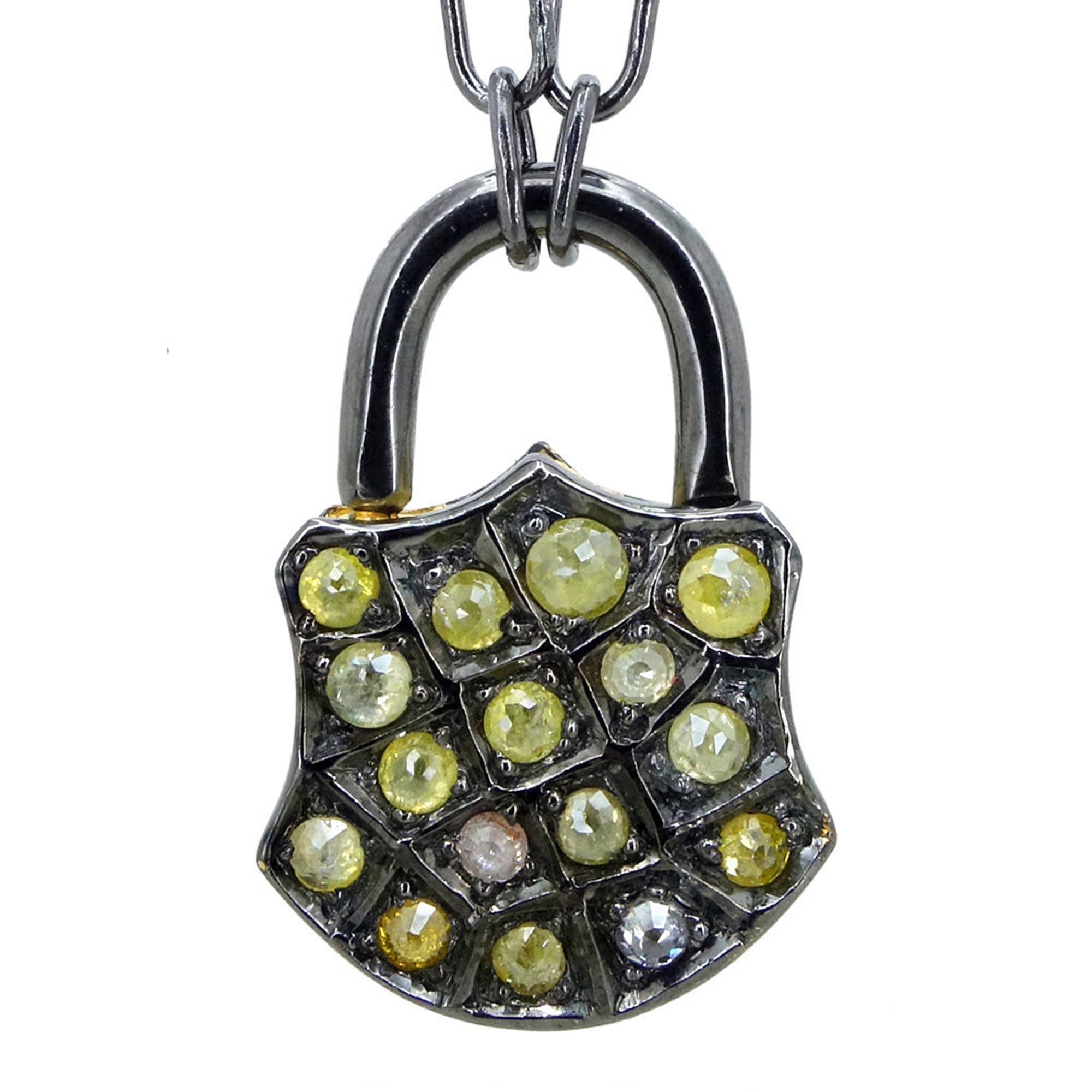 925 Sterling Silver Pendant Slice Diamond Padlock Jewelry Exporter