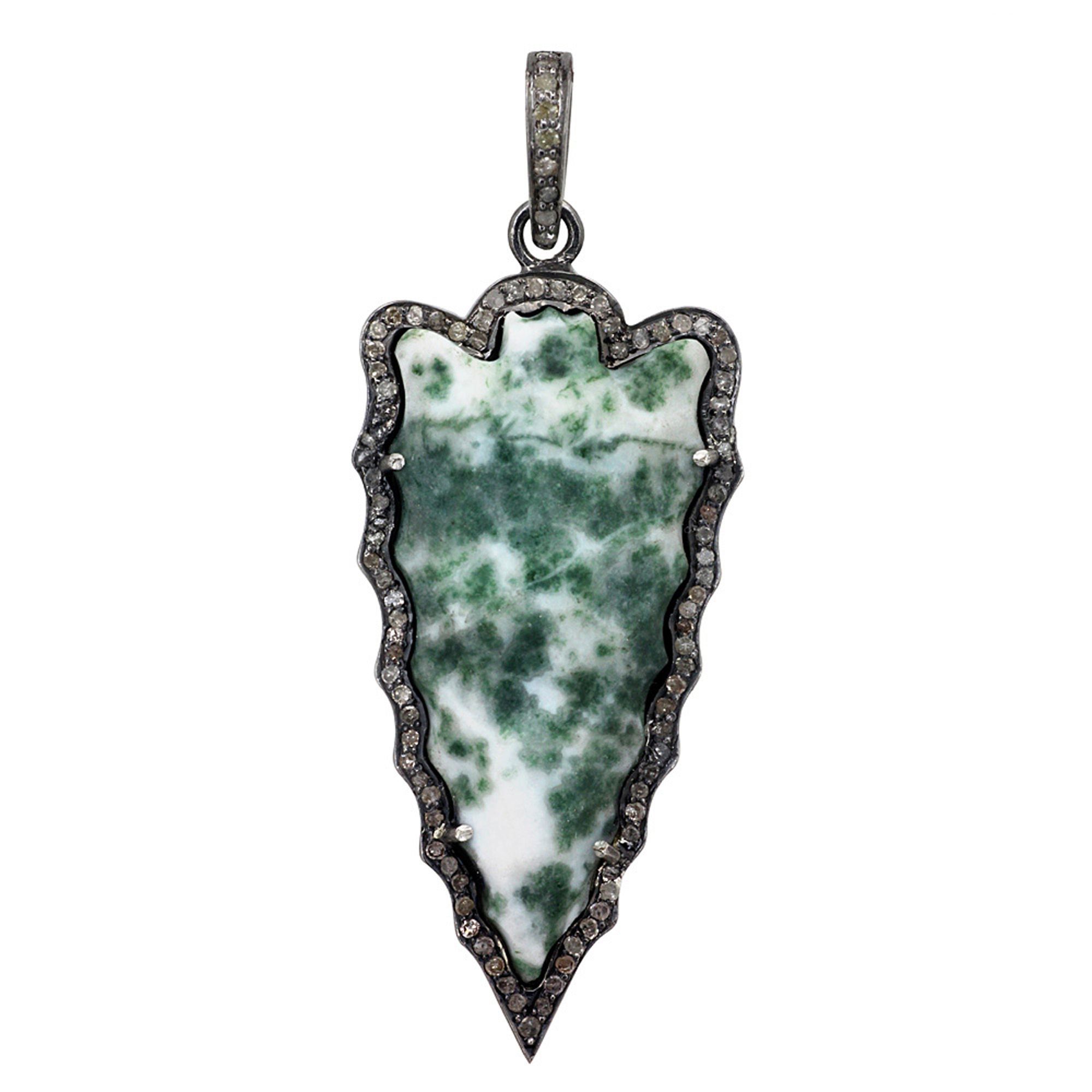 925 Sterling Silver Gemstone Agate Arrow Head Pendant Fine Jewelry Supplier