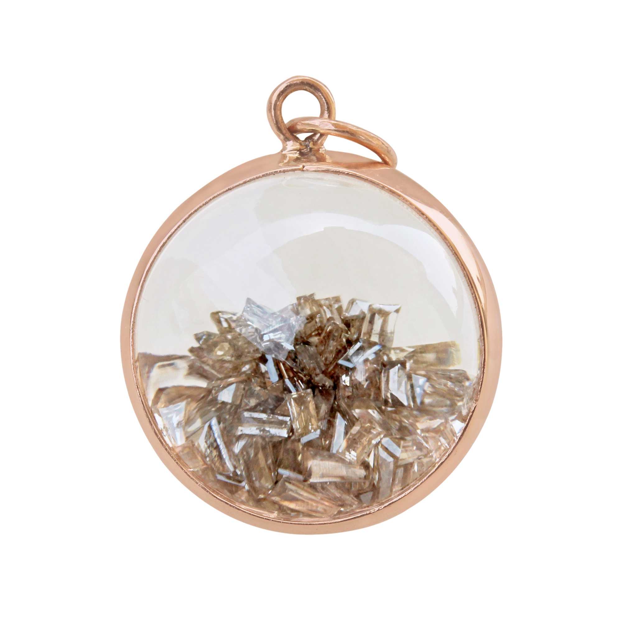 18kt Solid Rose Gold Baguette Diamond Shaker Pendant supplier