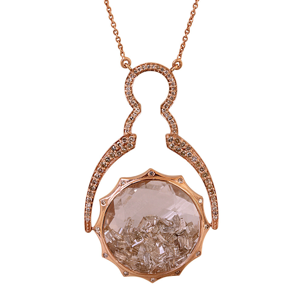 Wholesale 18k Gold Crystal Baguette Diamond  Shaker Pendant  Jewelry