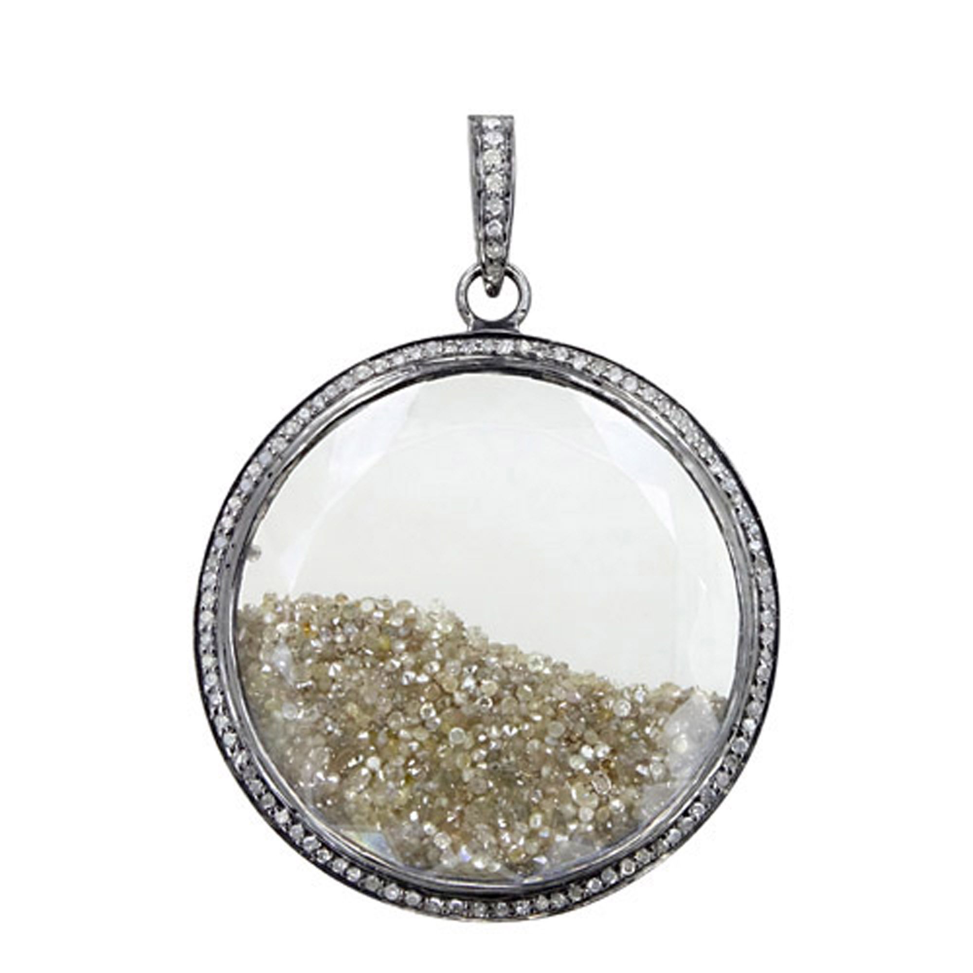 Wholesale 925 Sterling Silver Diamond Crystal Shaker Pendant Jewelry