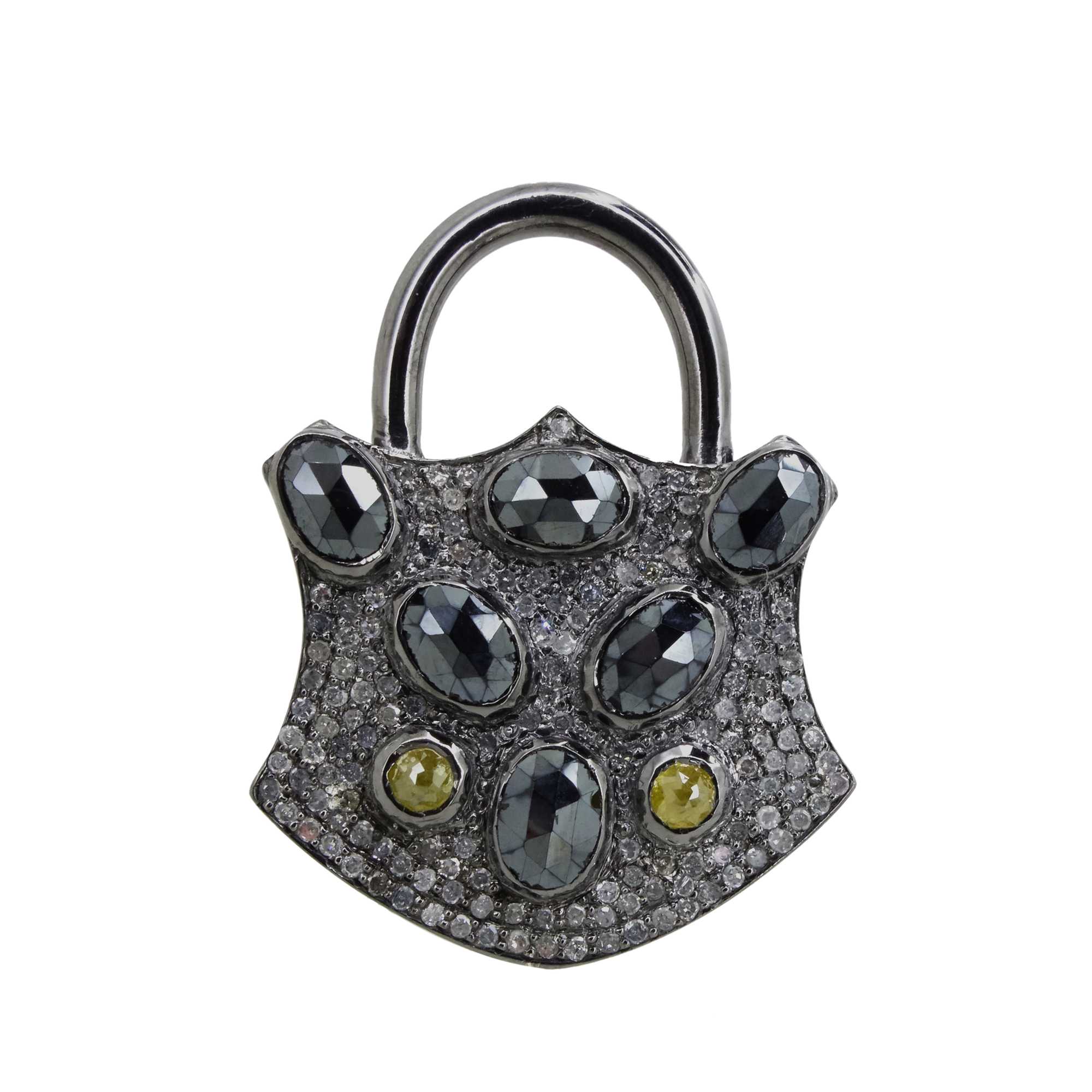 Pave Diamond 925 Sterling Silver Black Spinel Gemstone Padlock Pendant  exporter