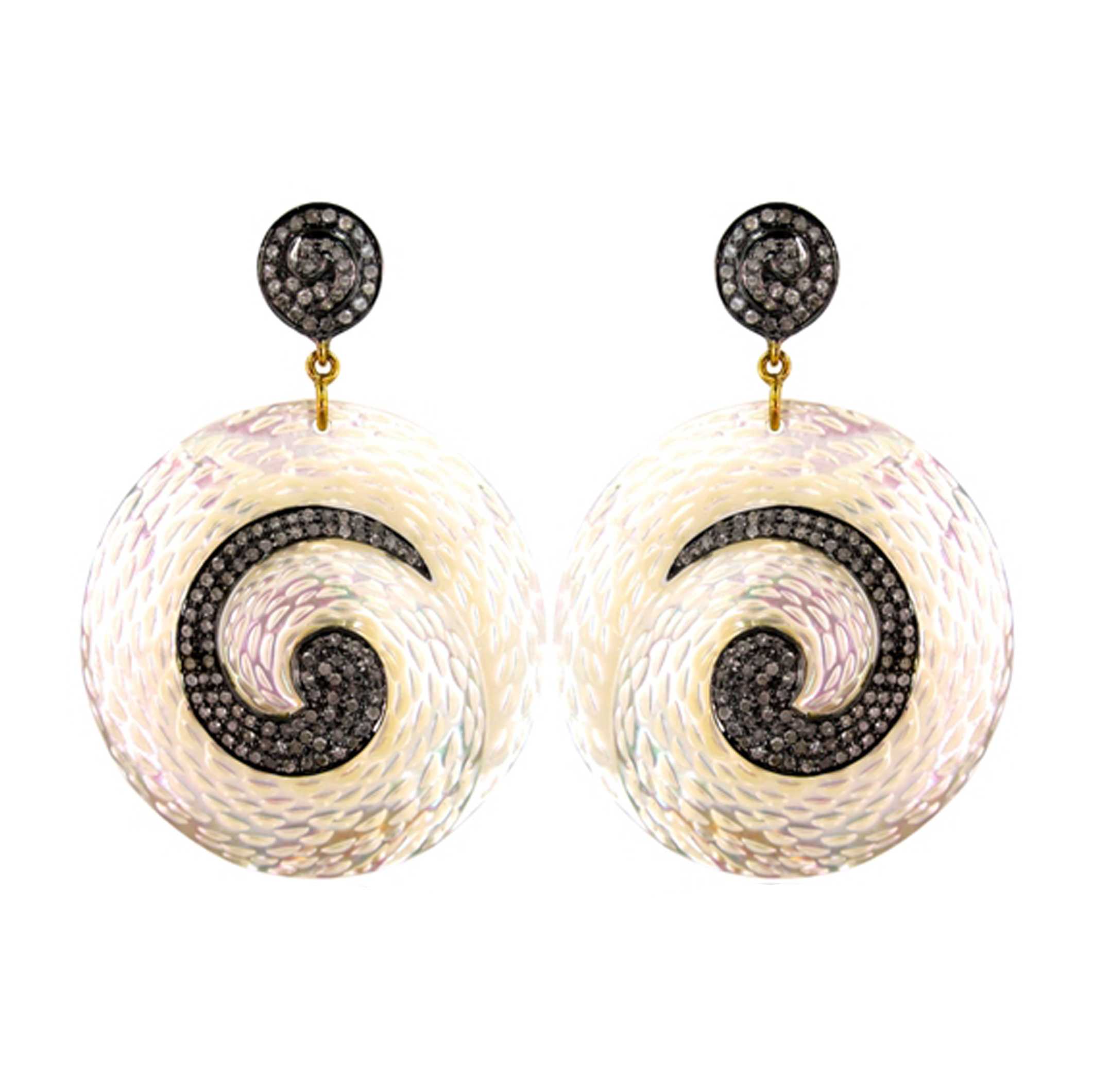 925 Carved Diamond Inlaid Earrings Hand Carved Jewelry Manufacturer