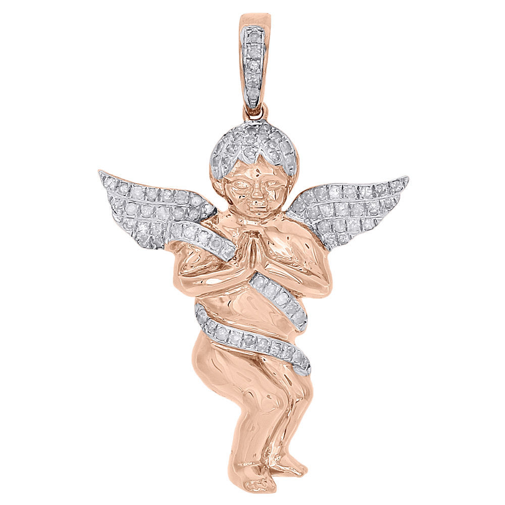 Round Diamonds Praying Angel Wings Pendant Rose Gold supplier