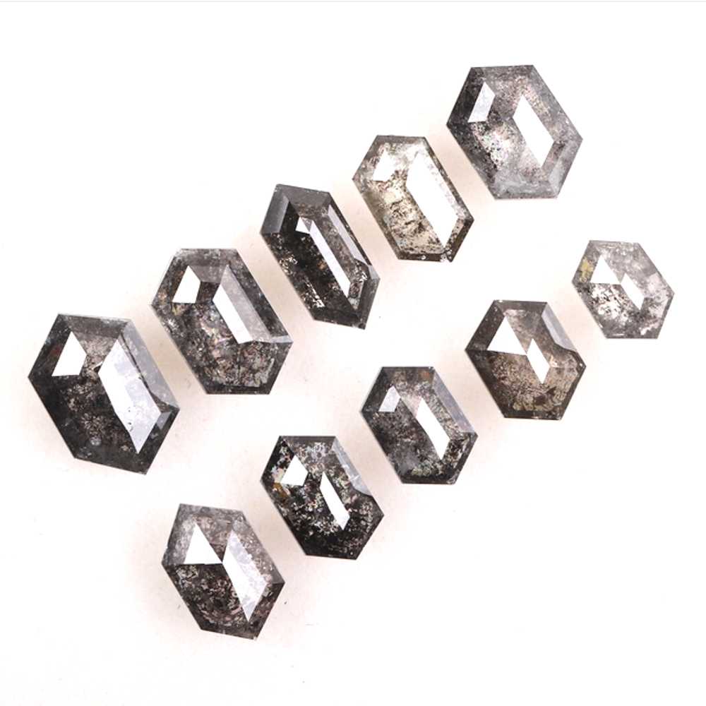 Hexagon Shape Salt and Pepper Diamonds  Natural Diamonds manufacturer