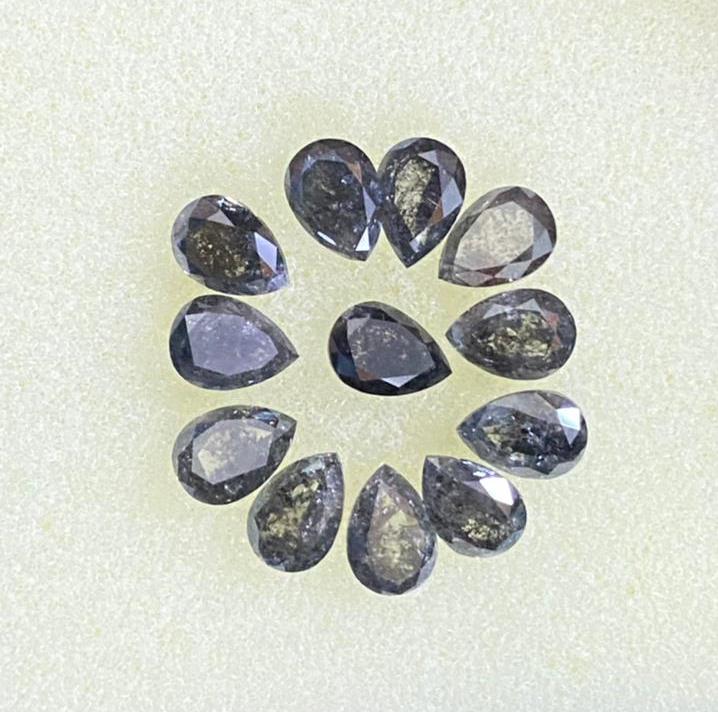 Pear Shape Blacka and Gray Colored Salt and Pepper Diamond  manufacturer
