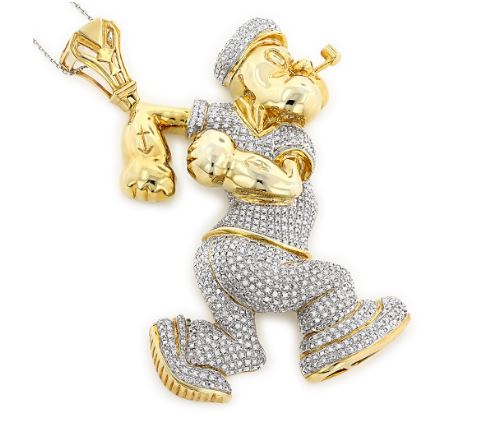 Cartoon Style Popeye Diamond Pendant In 14k Yellow Gold exporter