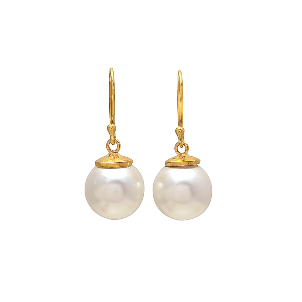 Elegant Round Cabochon Pearl Gemstone Gold Plated Silver Earrings Supplier