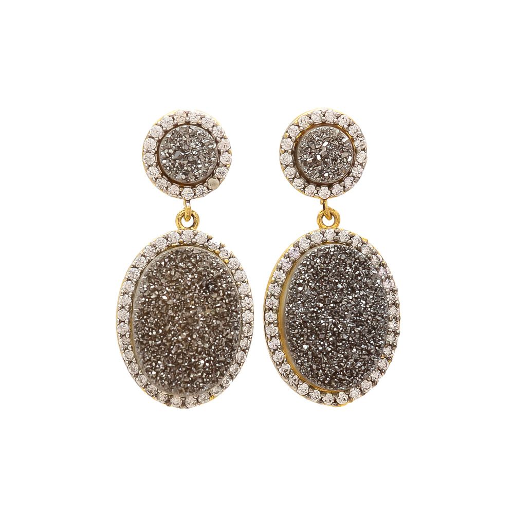 Gray And Zirconia Earrings Gold Earrings Supplier