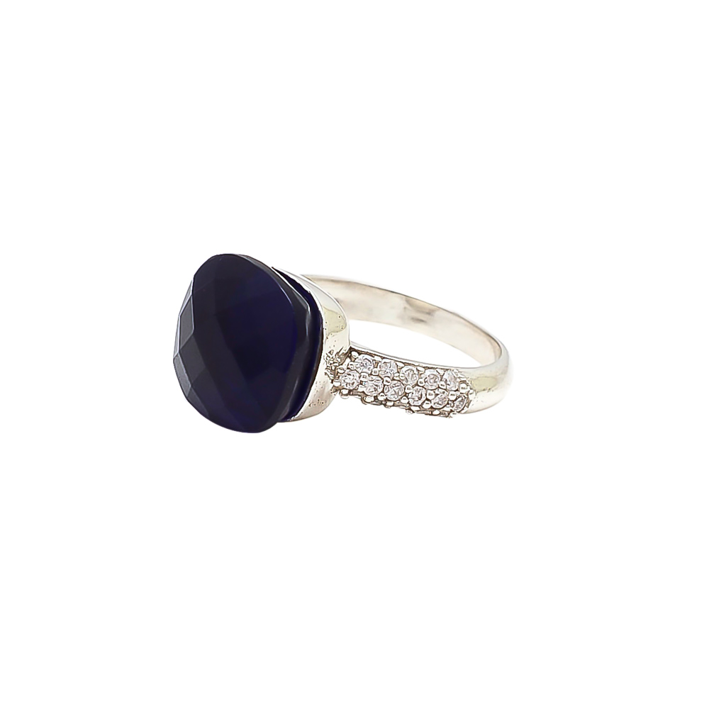 Sapphire ring silver blue gemstone ring sapphire Ring Supplier