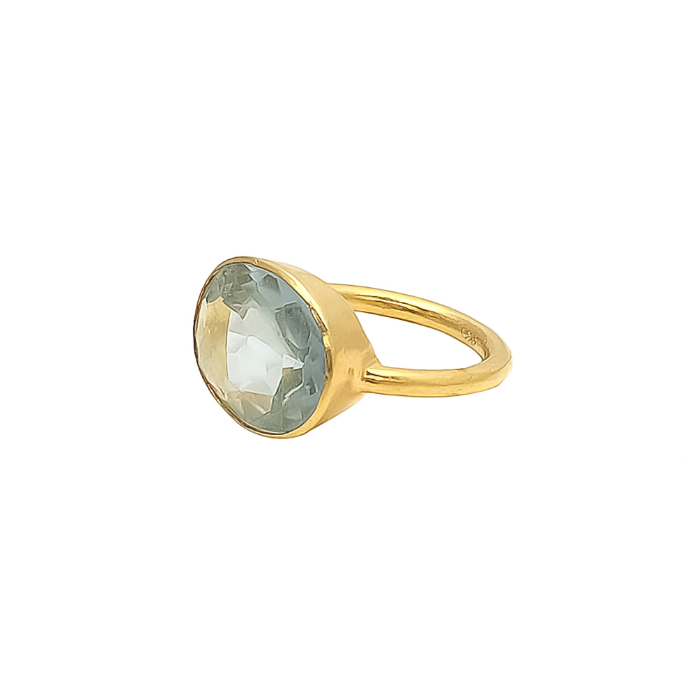 Blue Topaz Ring Oval Ring Bezel set Ring Supplier