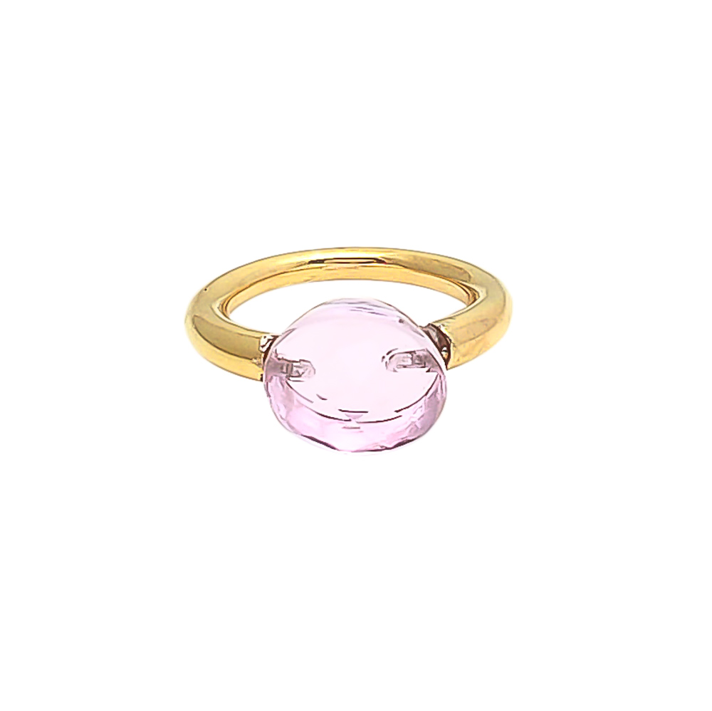 Natural Pink Quartz Ring Round Ring Sterling Silver Ring Gemstone Ring Supplier