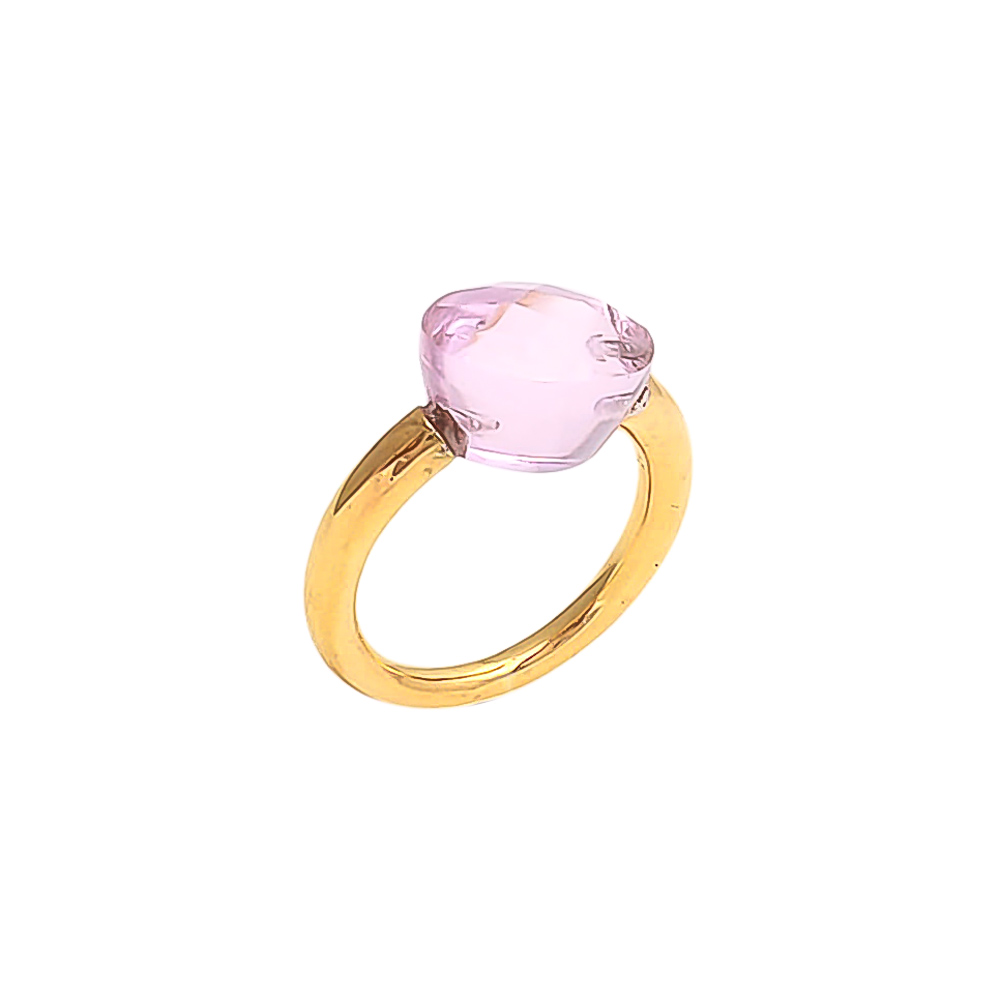 Natural Pink Quartz Ring Round Ring Sterling Silver Ring Gemstone Ring Supplier