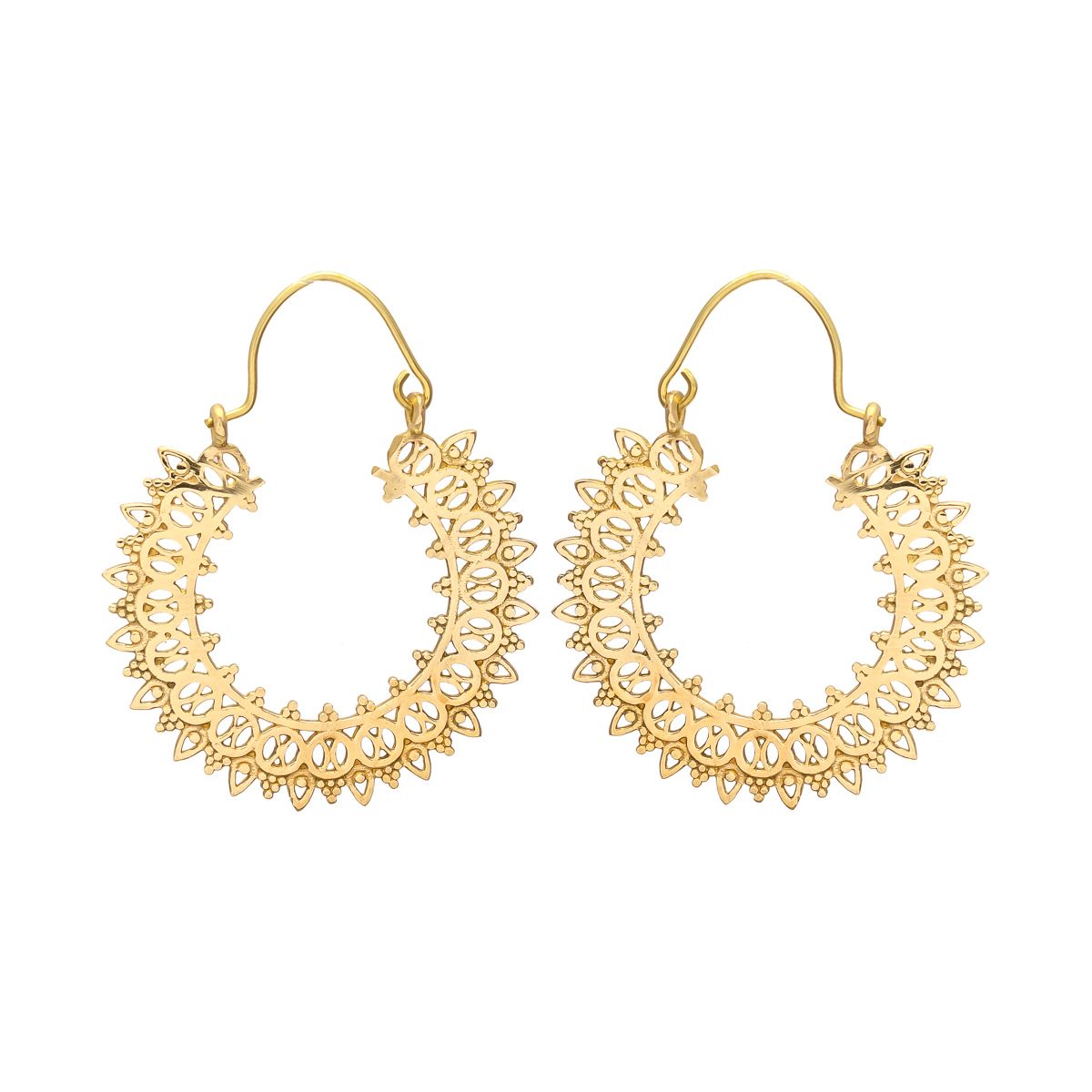 Large gold tone brass earring raw brass ethnic style Earring Exporter