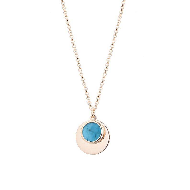 Wholesale Turquoise Gemstone Gold Disc Pendant Gemstone Necklace Supplier