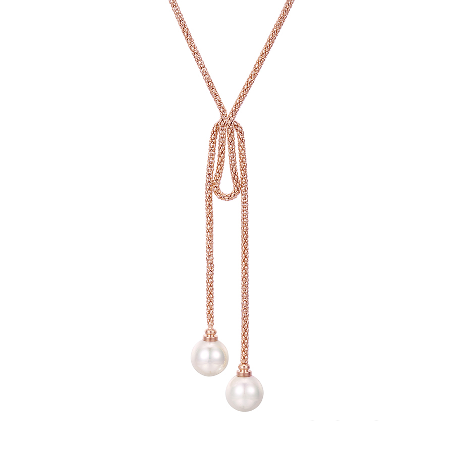 Wholesale pearl necklace, special design rose gold color women's necklace