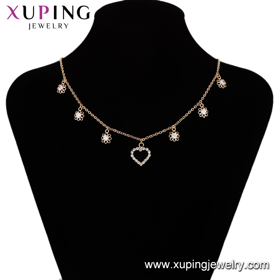 18k Gold plated charm heart and flower pendant necklace Exporter