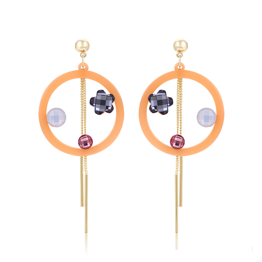 14K Gold color flower shape stone acrylic earrings Supplier