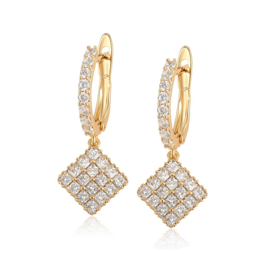 Gold plated diamond shaped drop earrings Exporter