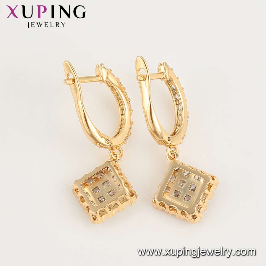 Gold plated diamond shaped drop earrings Exporter