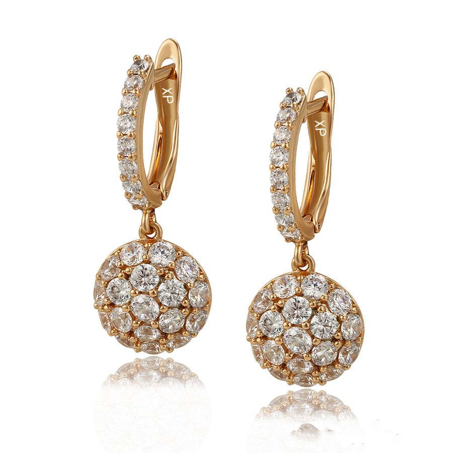 Gold plated round Synthetic CZ drop earrings Exporter
