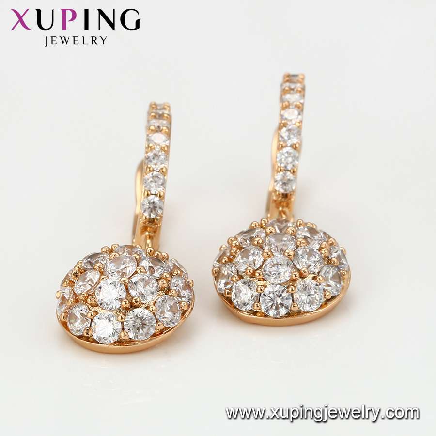 Gold plated round Synthetic CZ drop earrings Exporter