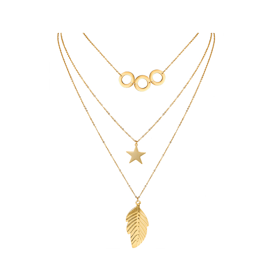 Stainless steel three layers gold plated hot sale star necklace Exporter