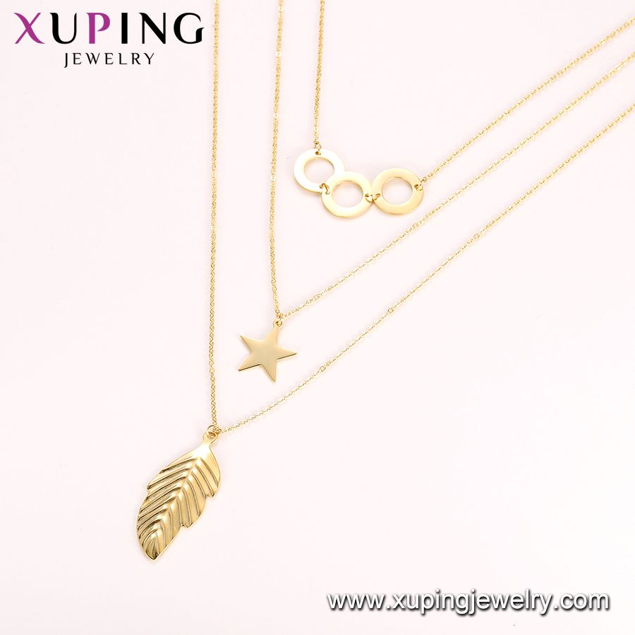 Stainless steel three layers gold plated hot sale star necklace Exporter