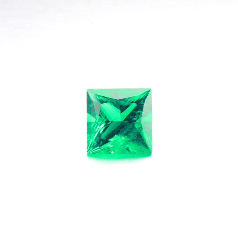 Emerald Square Synthetic Stone Hydrothermal Princess Cut Emerald Exporter