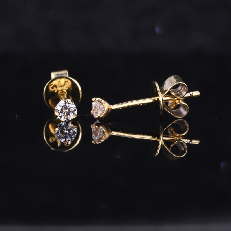 DEF vvs diamond 3 prong 9k gold Stud Earrings Supplier