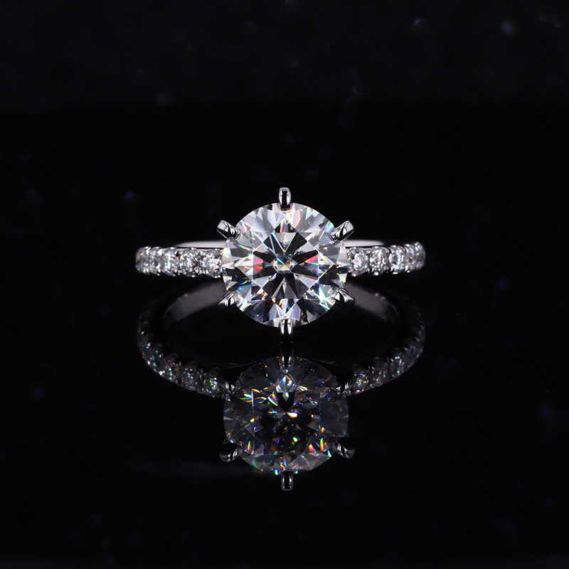 Round Shape 10k White gold engagement ring finger rings Supplier