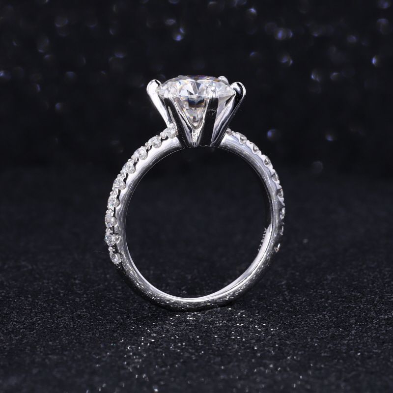 Round Shape 10k White gold engagement ring finger rings Supplier