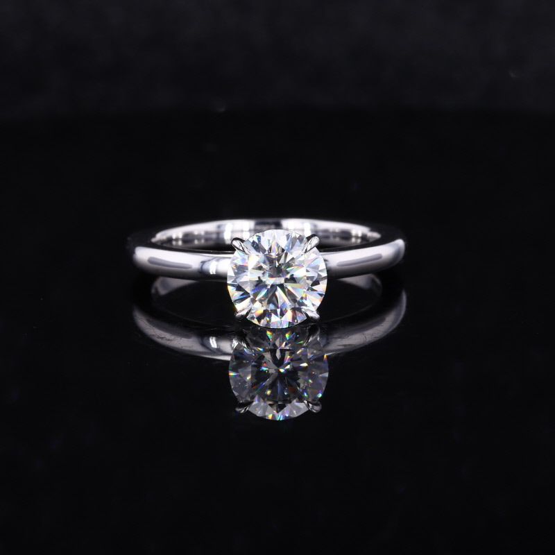 Brilliant Round Shape Solitaire 14k White Gold Engagement Rings Supplier