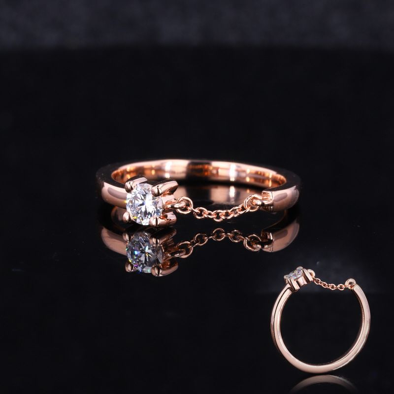 Lab diamond round cut wedding women ring 14k gold purity rings Exporter