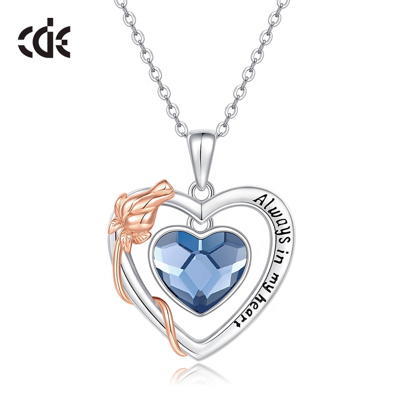 Fine Silver Jewelry 925 Sterling Women Gemstone Heart Necklace Exporter