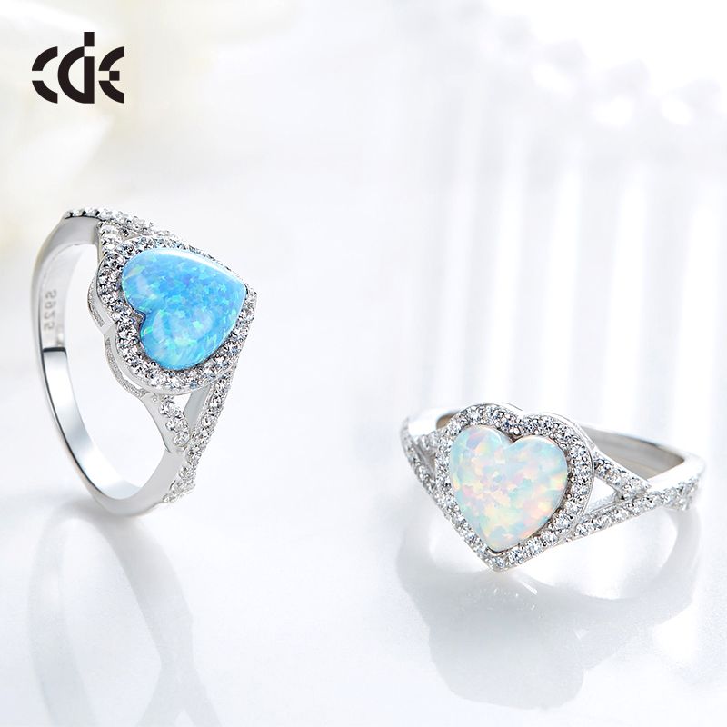Wholesale Custom Girl Fashion Opal 925 Sterling Silver Heart Ring