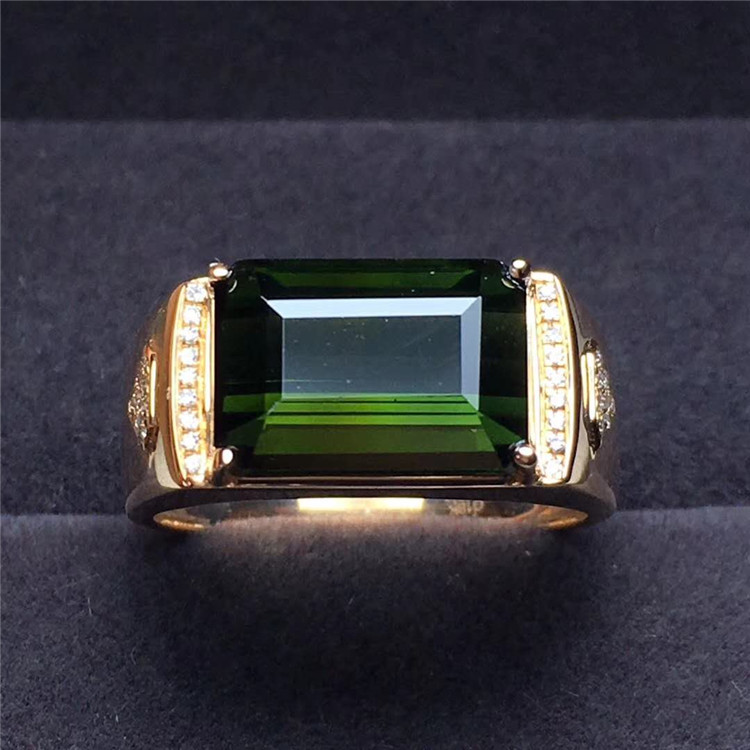 18K Rose Gold Natural Green Tourmaline Ring Wholesaler