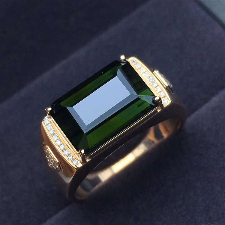 18K Rose Gold Natural Green Tourmaline Ring Wholesaler