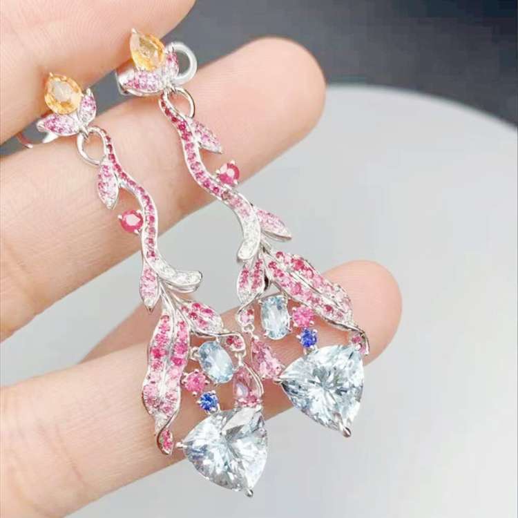 Aquamarine earrings women jewelry gold earring Exporter