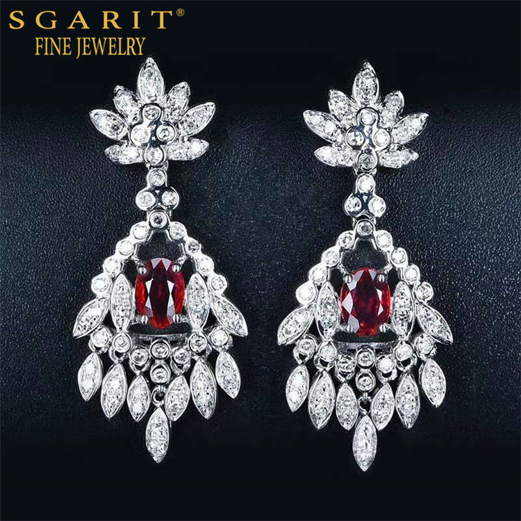 Pigeon blood red natural ruby pendant earring Supplier
