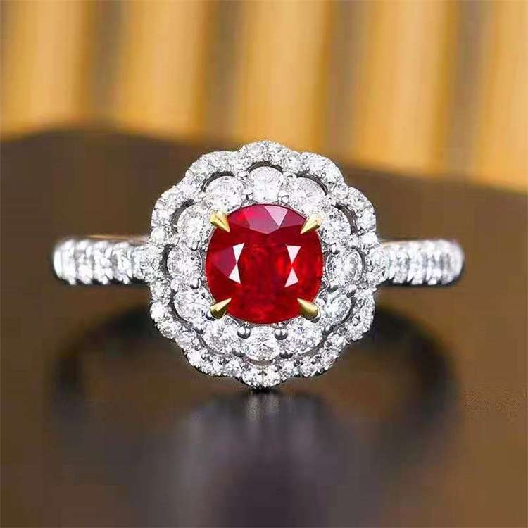 18k White gold 1ct natural ruby rings Manufacturer