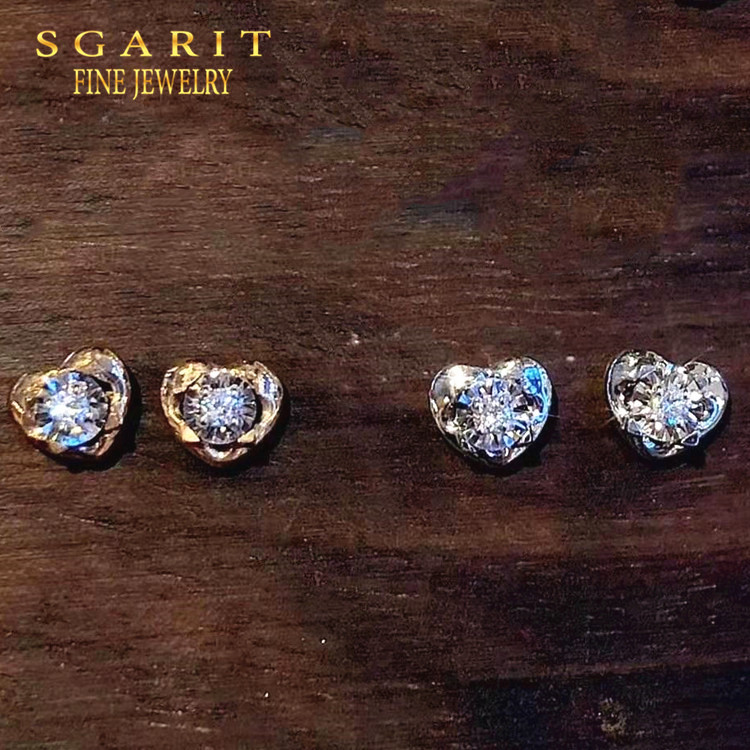 0.04ct Natural white diamond stud earring Supplier
